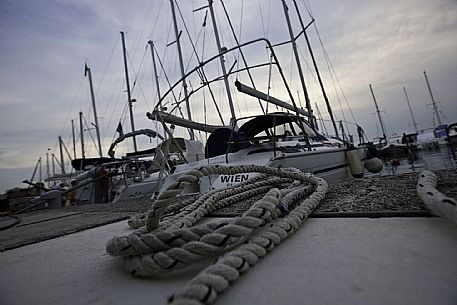 Boats moored in the harbour