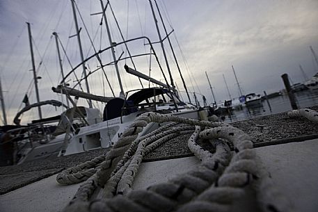 Boats moored in the harbour