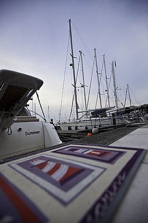 Boats moored in the harbour