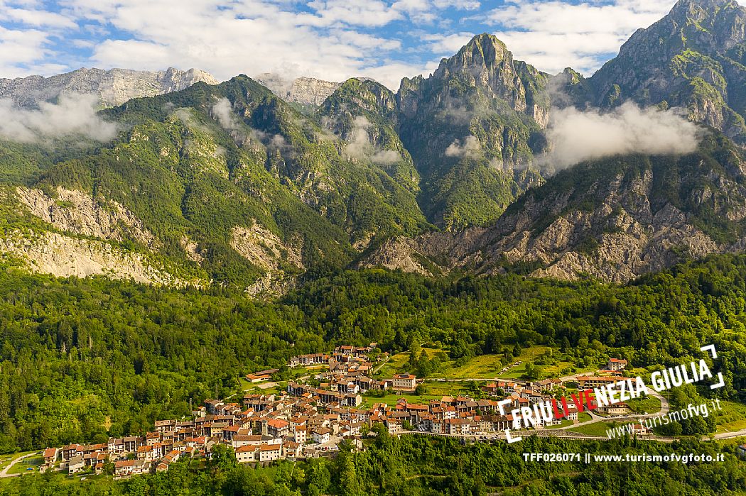 The characteristic town of Andreis, inside the Friulian Dolomites Natural Park