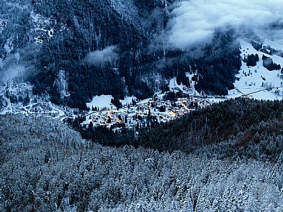 Valbruna village at evening (blu hour) Valbruna village at evening (blu hour)