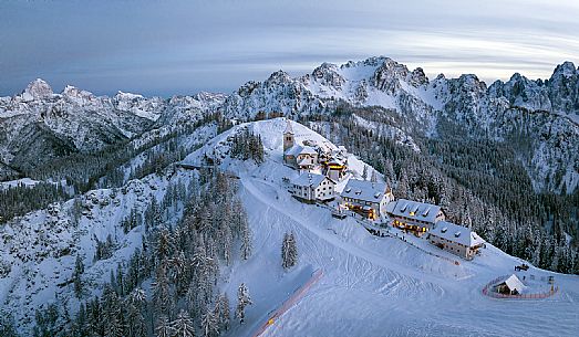 Monte Santo di Lussari at sunset 