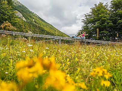 Bob on rail Piancavallo: the hilarious fun that will allow adults and children to experience an exciting adventure aboard two-seater sleds, along 1,000 meters of bumps, curves and parabolic turns!