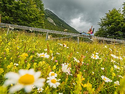 Bob on rail Piancavallo: the hilarious fun that will allow adults and children to experience an exciting adventure aboard two-seater sleds, along 1,000 meters of bumps, curves and parabolic turns!