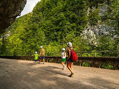 The Forra del Cellina nature reserve, one of the most beautiful and spectacular reserves in Friuli Venezia Giulia. The crystal clear waters and deep canyons carved into the rocks make this stretch of road which was once the only connection between the valley and the plain unforgettable and enchanting.