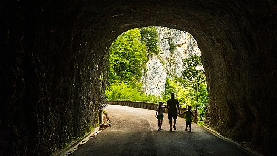 The Forra del Cellina nature reserve, one of the most beautiful and spectacular reserves in Friuli Venezia Giulia. The crystal clear waters and deep canyons carved into the rocks make this stretch of road which was once the only connection between the valley and the plain unforgettable and enchanting.