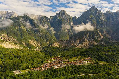 The characteristic town of Andreis, inside the Friulian Dolomites Natural Park