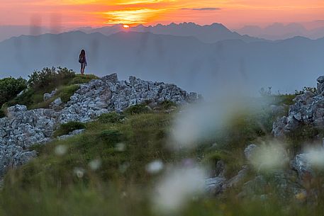 Along the path that leads from the Pellizzo refuge to the top of Mount Matajur, Prealpi Giulie