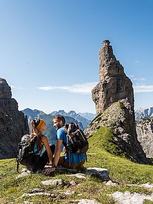 Trekking from the Pordenone Refuge to the Campanile of Val Montanaia, Giuliano Perugini Bivouac. Friulian Dolomites Natural Park, UNESCO. Trekking from the Pordenone Refuge to the Campanile of Val Montanaia, Giuliano Perugini Bivouac. Friulian Dolomites Natural Park, UNESCO.