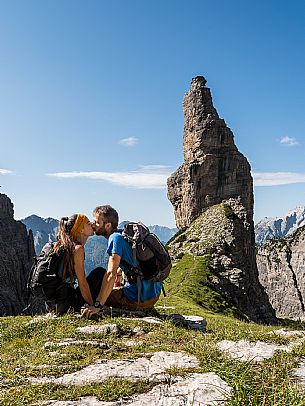 Trekking from the Pordenone Refuge to the Campanile of Val Montanaia, Giuliano Perugini Bivouac. Friulian Dolomites Natural Park, UNESCO. Trekking from the Pordenone Refuge to the Campanile of Val Montanaia, Giuliano Perugini Bivouac. Friulian Dolomites Natural Park, UNESCO.