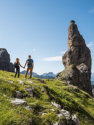 Trekking from the Pordenone Refuge to the Campanile of Val Montanaia, Giuliano Perugini Bivouac. Friulian Dolomites Natural Park, UNESCO. Trekking from the Pordenone Refuge to the Campanile of Val Montanaia, Giuliano Perugini Bivouac. Friulian Dolomites Natural Park, UNESCO.