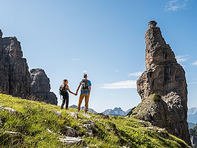 Trekking from the Pordenone Refuge to the Campanile of Val Montanaia, Giuliano Perugini Bivouac. Friulian Dolomites Natural Park, UNESCO. Trekking from the Pordenone Refuge to the Campanile of Val Montanaia, Giuliano Perugini Bivouac. Friulian Dolomites Natural Park, UNESCO.