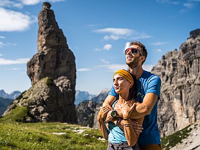 Trekking from the Pordenone Refuge to the Campanile of Val Montanaia, Giuliano Perugini Bivouac. Friulian Dolomites Natural Park, UNESCO. Trekking from the Pordenone Refuge to the Campanile of Val Montanaia, Giuliano Perugini Bivouac. Friulian Dolomites Natural Park, UNESCO.
