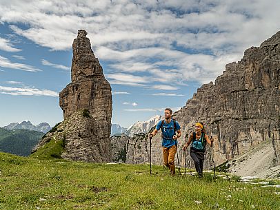 Trekking from the Pordenone Refuge to the Campanile of Val Montanaia, Giuliano Perugini Bivouac. Friulian Dolomites Natural Park, UNESCO. Trekking from the Pordenone Refuge to the Campanile of Val Montanaia, Giuliano Perugini Bivouac. Friulian Dolomites Natural Park, UNESCO.