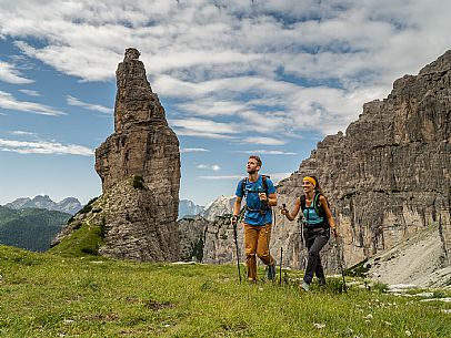 Trekking from the Pordenone Refuge to the Campanile of Val Montanaia, Giuliano Perugini Bivouac. Friulian Dolomites Natural Park, UNESCO. Trekking from the Pordenone Refuge to the Campanile of Val Montanaia, Giuliano Perugini Bivouac. Friulian Dolomites Natural Park, UNESCO.