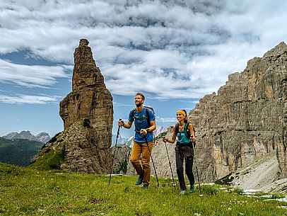 Trekking from the Pordenone Refuge to the Campanile of Val Montanaia, Giuliano Perugini Bivouac. Friulian Dolomites Natural Park, UNESCO. Trekking from the Pordenone Refuge to the Campanile of Val Montanaia, Giuliano Perugini Bivouac. Friulian Dolomites Natural Park, UNESCO.