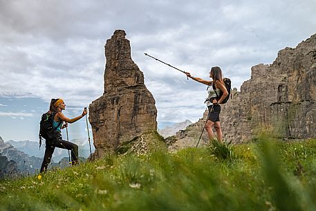 Trekking from the Pordenone Refuge to the Campanile of Val Montanaia, Giuliano Perugini Bivouac. Friulian Dolomites Natural Park, UNESCO. Trekking from the Pordenone Refuge to the Campanile of Val Montanaia, Giuliano Perugini Bivouac. Friulian Dolomites Natural Park, UNESCO.