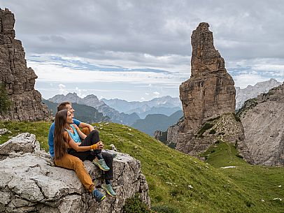Trekking from the Pordenone Refuge to the Campanile of Val Montanaia, Giuliano Perugini Bivouac. Friulian Dolomites Natural Park, UNESCO. Trekking from the Pordenone Refuge to the Campanile of Val Montanaia, Giuliano Perugini Bivouac. Friulian Dolomites Natural Park, UNESCO.