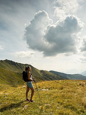 Trekking along the path to the panoramic peak of Monte Crostis, Panoramica delle Vette, Ravascletto, Carnia