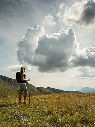 Trekking along the path to the panoramic peak of Monte Crostis, Panoramica delle Vette, Ravascletto, Carnia