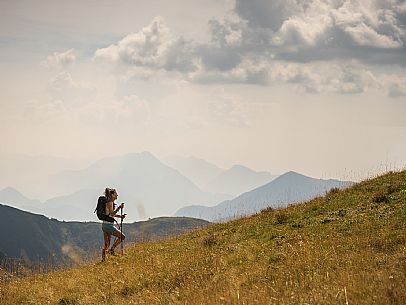 Trekking along the path to the panoramic peak of Monte Crostis, Panoramica delle Vette, Ravascletto, Carnia
