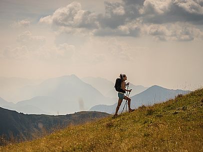 Trekking along the path to the panoramic peak of Monte Crostis, Panoramica delle Vette, Ravascletto, Carnia
