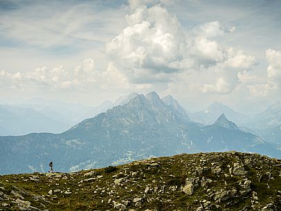 Trekking along the path to the panoramic peak of Monte Crostis, Panoramica delle Vette, Ravascletto, Carnia
