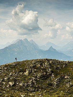 Trekking along the path to the panoramic peak of Monte Crostis, Panoramica delle Vette, Ravascletto, Carnia