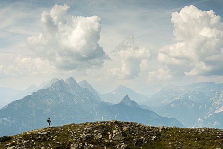 Trekking along the path to the panoramic peak of Monte Crostis, Panoramica delle Vette, Ravascletto, Carnia