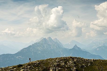 Trekking along the path to the panoramic peak of Monte Crostis, Panoramica delle Vette, Ravascletto, Carnia