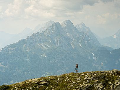 Trekking along the path to the panoramic peak of Monte Crostis, Panoramica delle Vette, Ravascletto, Carnia
