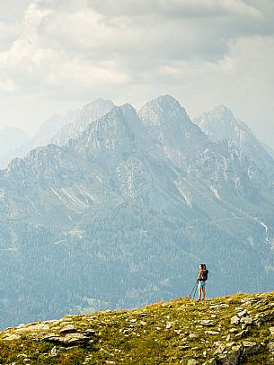 Trekking along the path to the panoramic peak of Monte Crostis, Panoramica delle Vette, Ravascletto, Carnia
