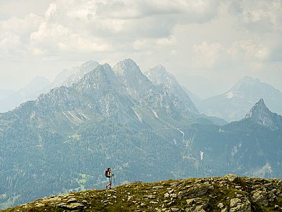 Trekking along the path to the panoramic peak of Monte Crostis, Panoramica delle Vette, Ravascletto, Carnia