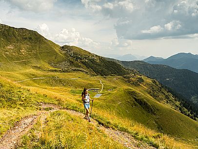 Trekking along the path to the panoramic peak of Monte Crostis, Panoramica delle Vette, Ravascletto, Carnia Trekking along the path to the panoramic peak of Monte Crostis, Panoramica delle Vette, Ravascletto, Carnia
