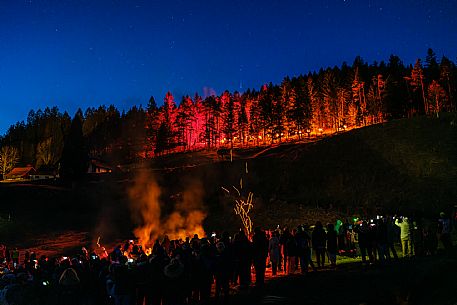 Krampus and St Nicholas, the tradition of 5 December in Tarvisio. Here in the historic village of Camporosso in Valcanale