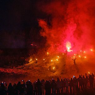Krampus and St Nicholas, the tradition of 5 December in Tarvisio. Here in the historic village of Camporosso in Valcanale