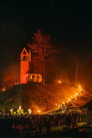 Krampus and St Nicholas, the tradition of 5 December in Tarvisio. Here in the historic village of Camporosso in Valcanale Krampus and St Nicholas, the tradition of 5 December in Tarvisio. Here in the historic village of Camporosso in Valcanale