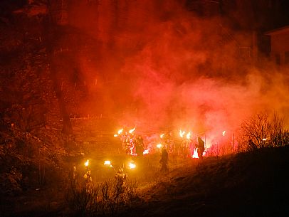 Krampus and St Nicholas, the tradition of 5 December in Tarvisio. Here in the mining village of Cave del Predil Krampus and St Nicholas, the tradition of 5 December in Tarvisio. Here in the mining village of Cave del Predil