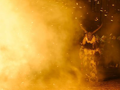 Krampus and St Nicholas, the tradition of 5 December in Tarvisio. Here in the mining village of Cave del Predil