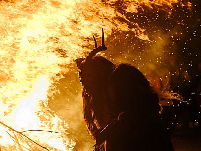 Krampus and St Nicholas, the tradition of 5 December in Tarvisio. Here in the mining village of Cave del Predil