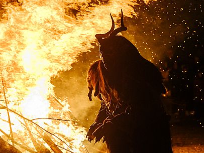 Krampus and St Nicholas, the tradition of 5 December in Tarvisio. Here in the mining village of Cave del Predil