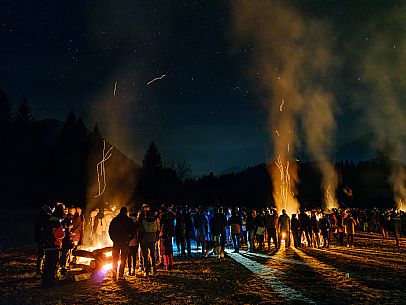 Krampus and St Nicholas, the tradition of 5 December in Tarvisio. Here in Rutte Grande 