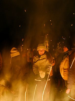Krampus and St Nicholas, the tradition of 5 December in Tarvisio. Here in Rutte Grande 