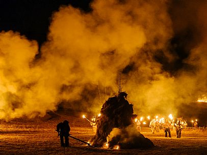 Krampus and St Nicholas, the tradition of 5 December in Tarvisio. Here in Rutte Grande 