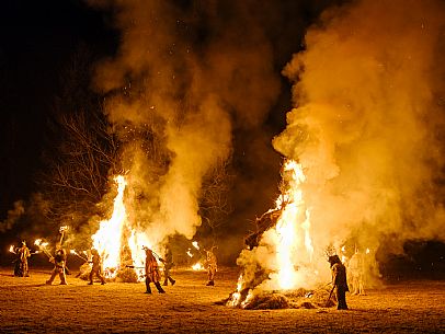 Krampus and St Nicholas, the tradition of 5 December in Tarvisio. Here in Rutte Grande 