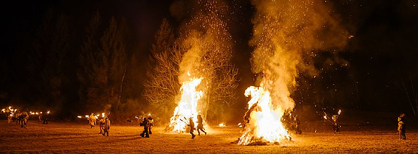 Krampus and St Nicholas, the tradition of 5 December in Tarvisio. Here in Rutte Grande 