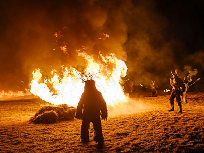 Krampus and St Nicholas, the tradition of 5 December in Tarvisio. Here in Rutte Grande 