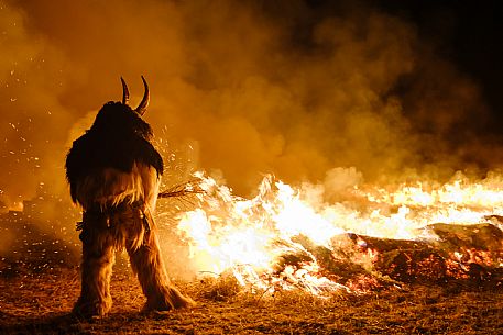 Krampus and St Nicholas, the tradition of 5 December in Tarvisio. Here in Rutte Grande 