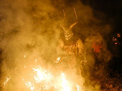 Krampus and St Nicholas, the tradition of 5 December in Tarvisio. Here in Rutte Grande 