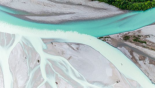 The Tagliamento River near Tolmezzo, Amaro, at the confluence with the Fella River, Carnia, Tolmezzo